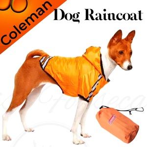 New Coleman Dog raincoat with reflective stripes color orange size medium & XL